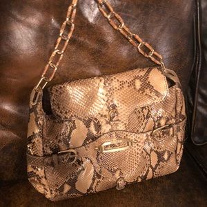Jimmy Choo Brown Python Tulita Shoulder Bag| AUTHENTIC |